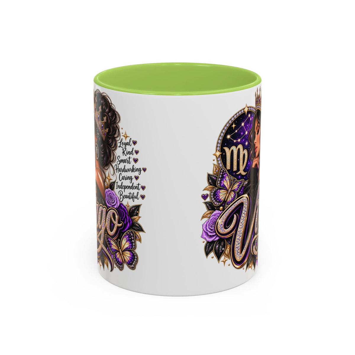 Virgo Zodiac Accent Coffee Mug — Purple Crowned Virgo Astrology Gift (11/15oz)