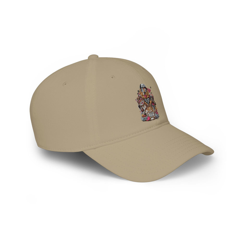 Red Puppy Pile Baseball Cap — Cute Dog Stack Embroidered Low Profile Hat