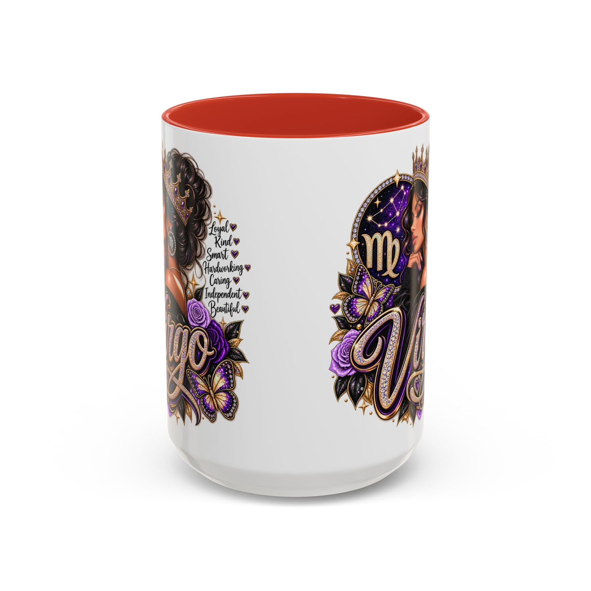 Virgo Zodiac Accent Coffee Mug — Purple Crowned Virgo Astrology Gift (11/15oz)