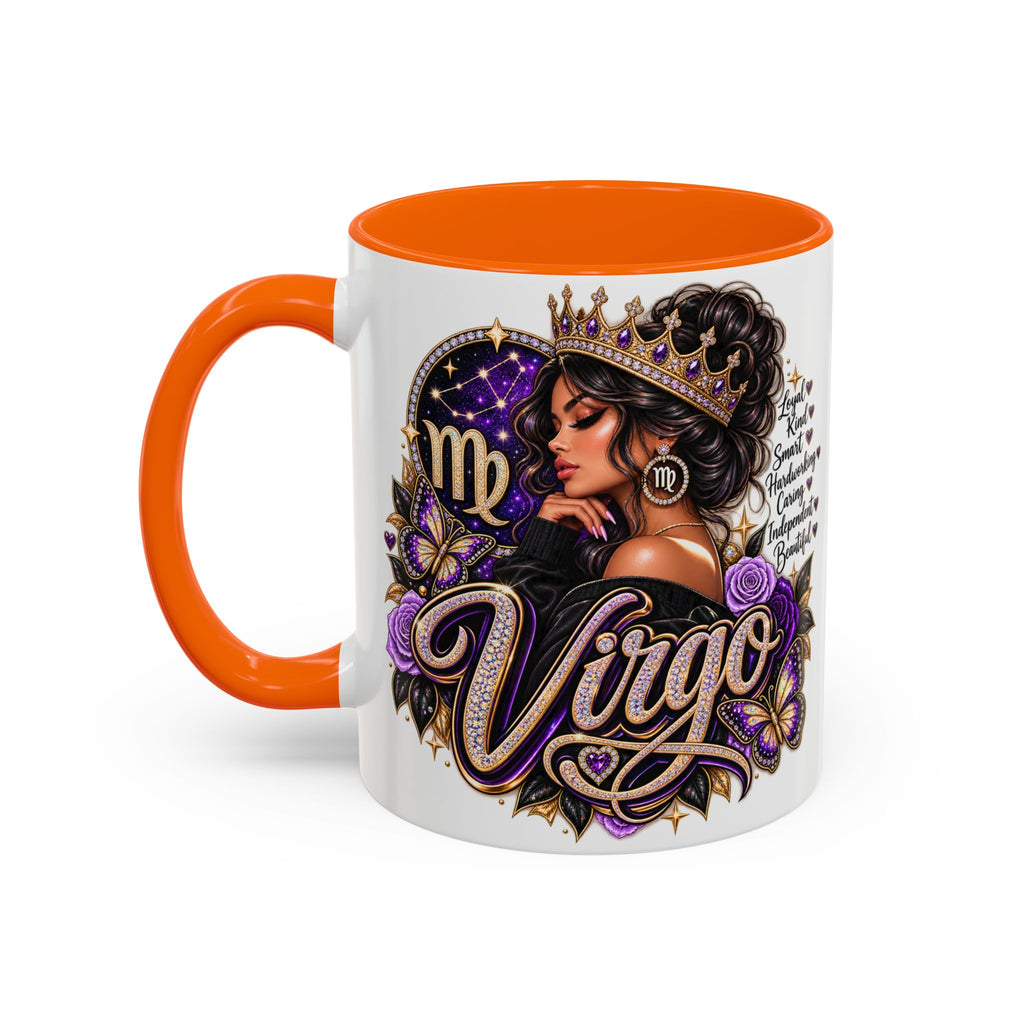 Virgo Zodiac Accent Coffee Mug — Purple Crowned Virgo Astrology Gift (11/15oz)