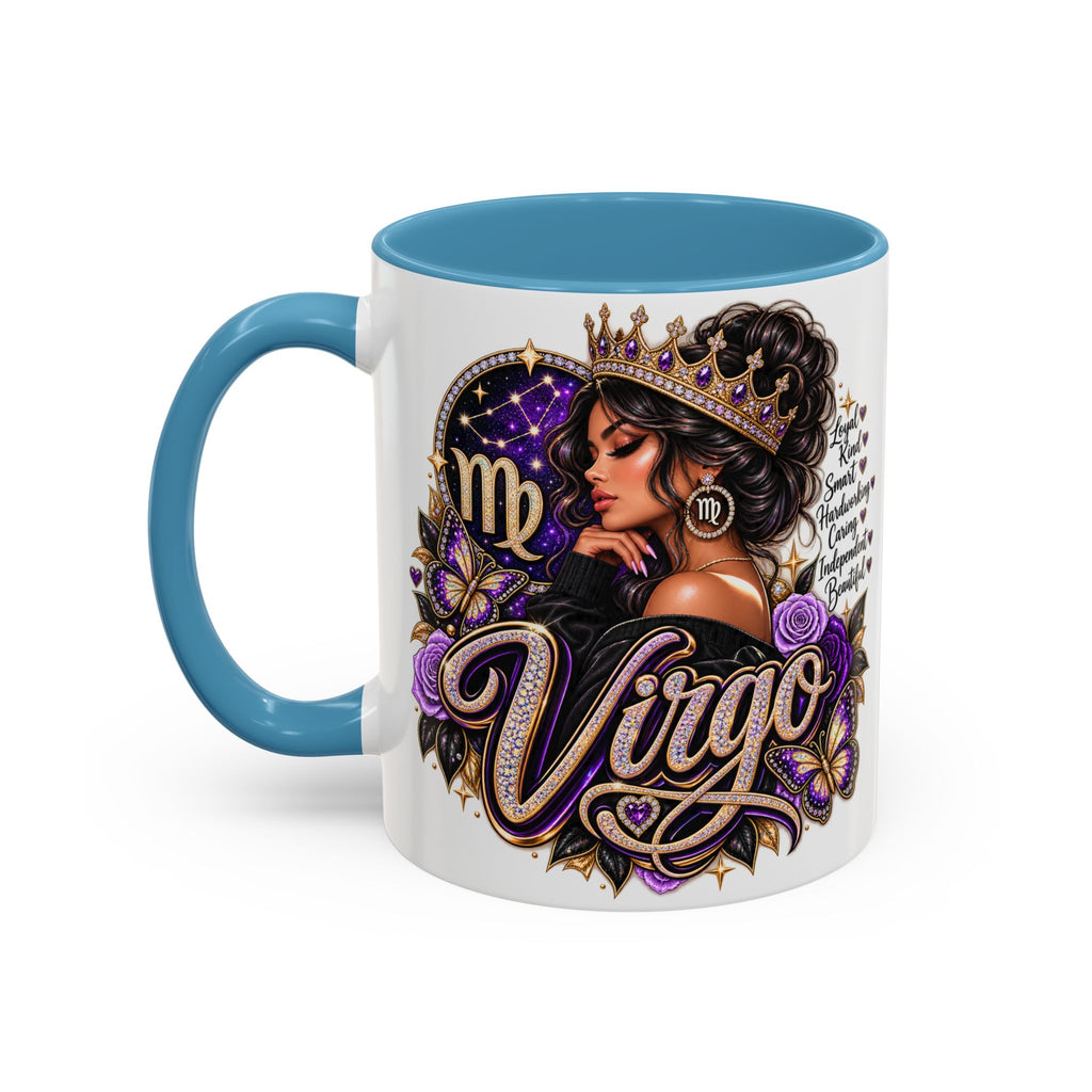 Virgo Zodiac Accent Coffee Mug — Purple Crowned Virgo Astrology Gift (11/15oz)