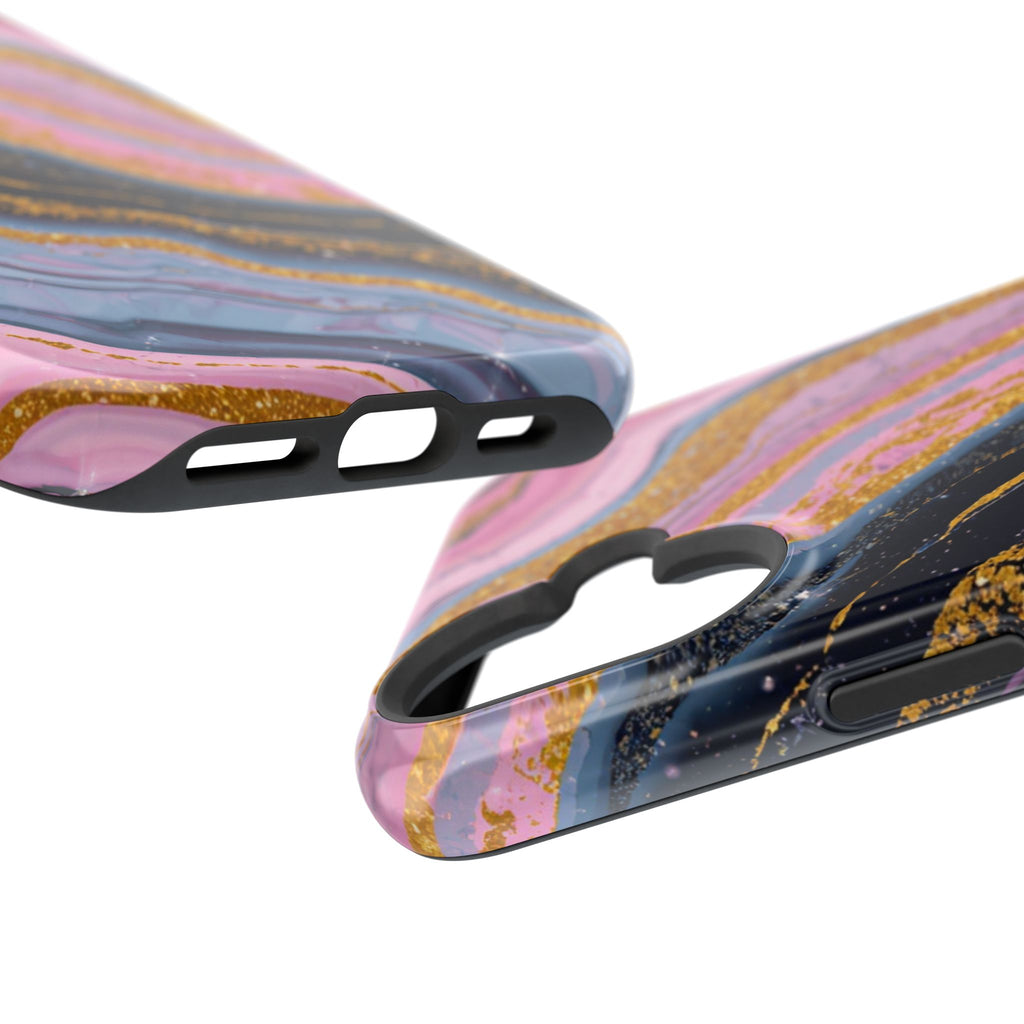 Marbled Pink & Gold Magnetic Phone Case — Impact-Resistant Protective Cover