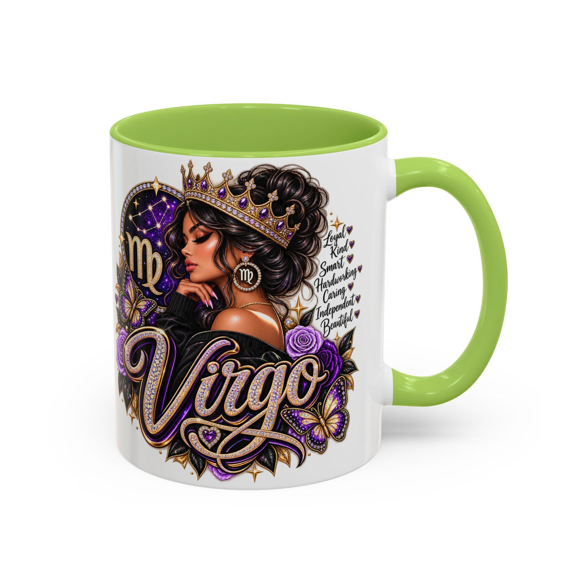 Virgo Zodiac Accent Coffee Mug — Purple Crowned Virgo Astrology Gift (11/15oz)