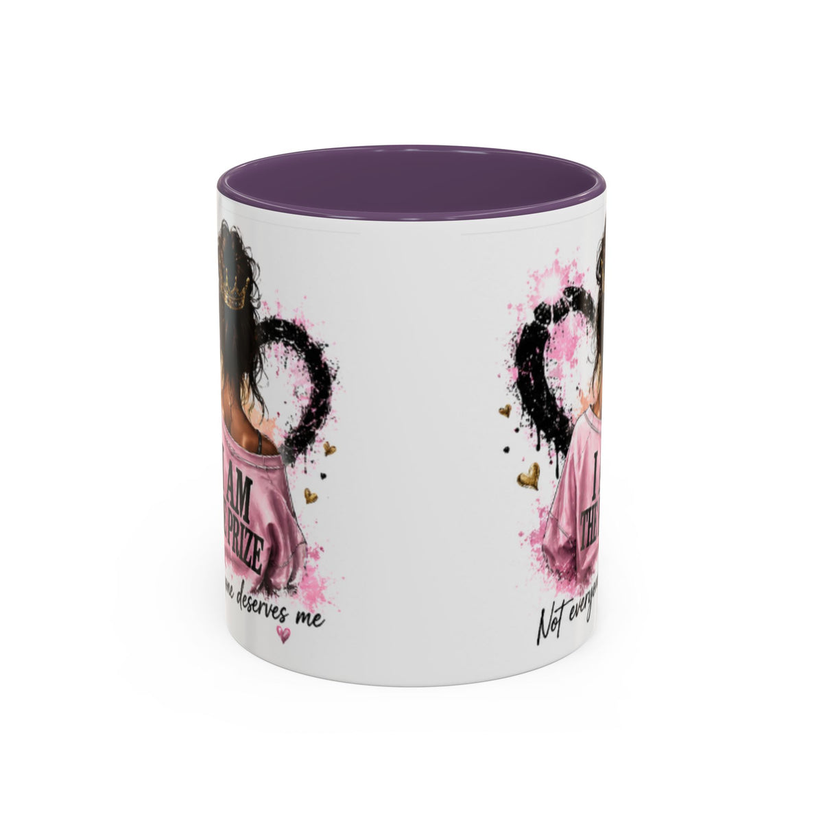 Accent Coffee Mug — "I Am The Prize" Floral Heart Design (11/15oz)