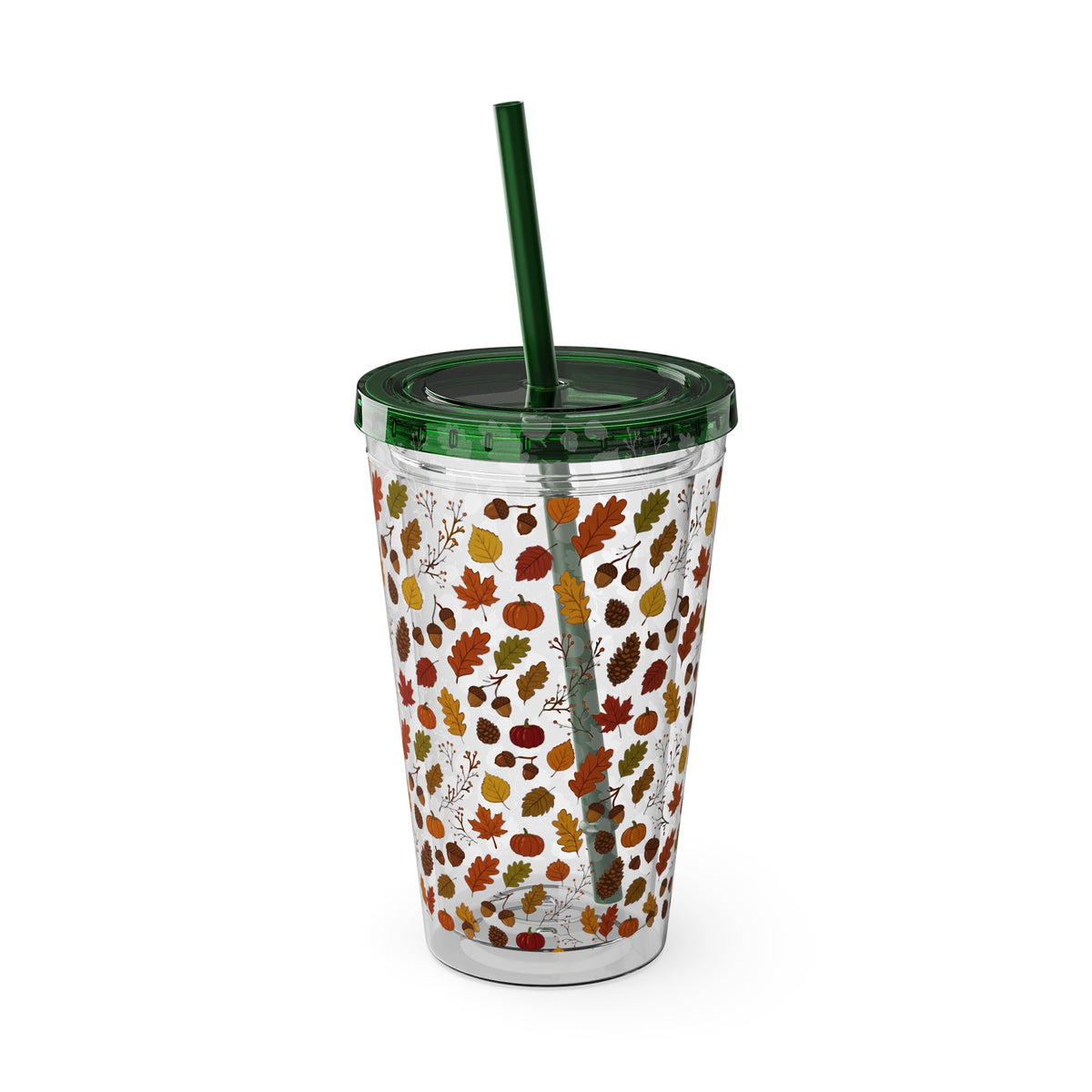 Autumn Leaves 16oz Tumbler with Straw – Fall Floral Insulated Cup