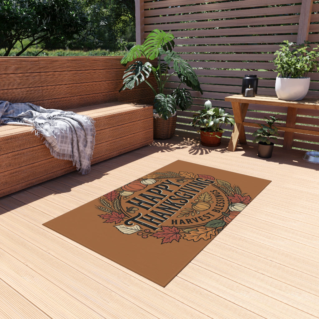 Happy Thanksgiving Outdoor Rug — Harvest Blessings Fall Doormat