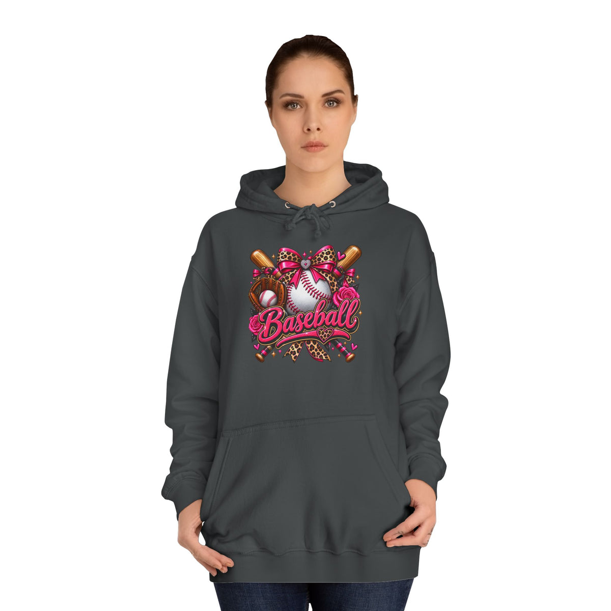Baseball Heart Graphic Hoodie – Pink Softball/Baseball Team Pullover