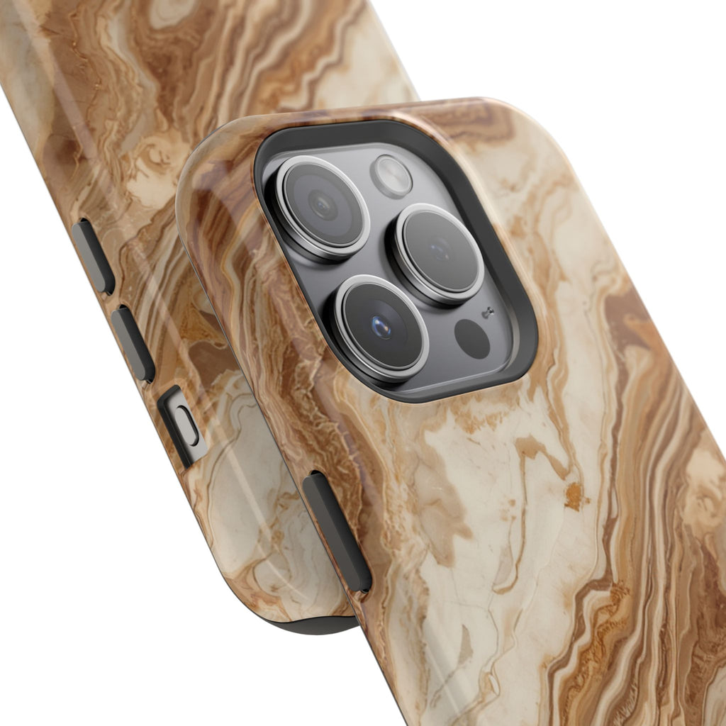 Magnetic Impact-Resistant Phone Case — Brown Marble Protective Cover