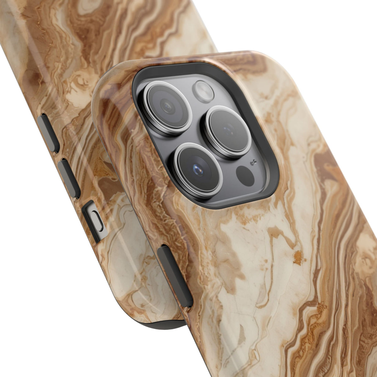 Magnetic Impact-Resistant Phone Case — Brown Marble Protective Cover