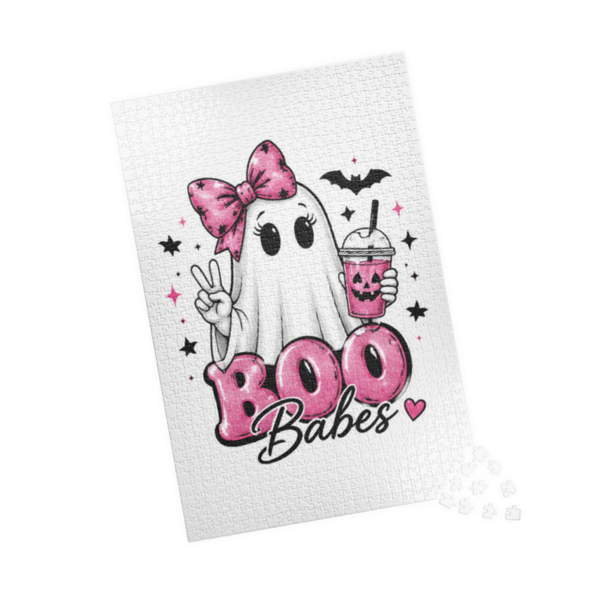 Boo Babes Halloween Puzzle — Cute Ghost with Pink Bow (110–1014 pcs)