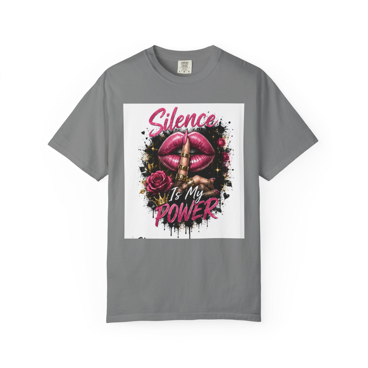 Silence Is My Power T-Shirt — Graphic Lip & Rose Statement Tee