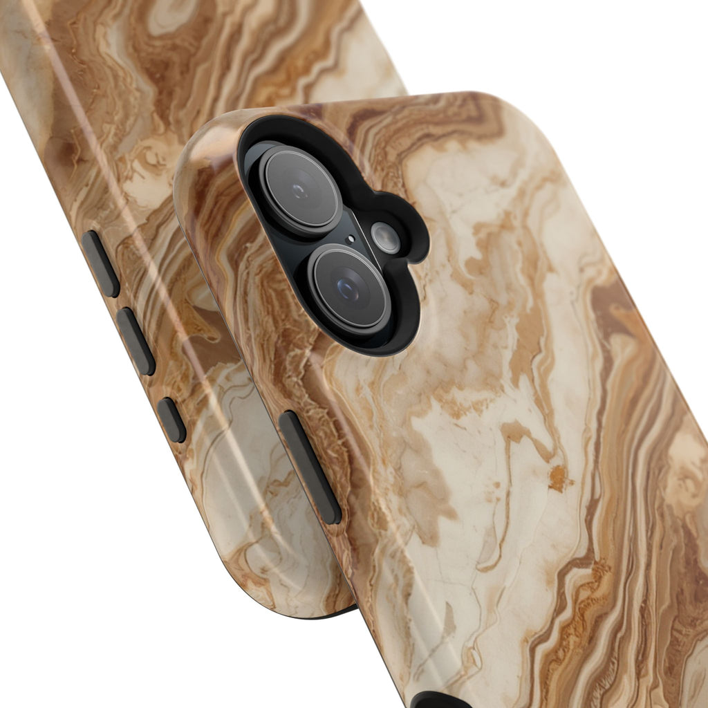 Magnetic Impact-Resistant Phone Case — Brown Marble Protective Cover