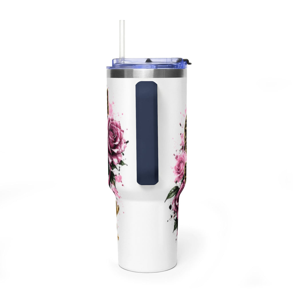 40oz Tumbler - "Self Love is the Real Glow" Leopard Crown Floral Insulated Cup