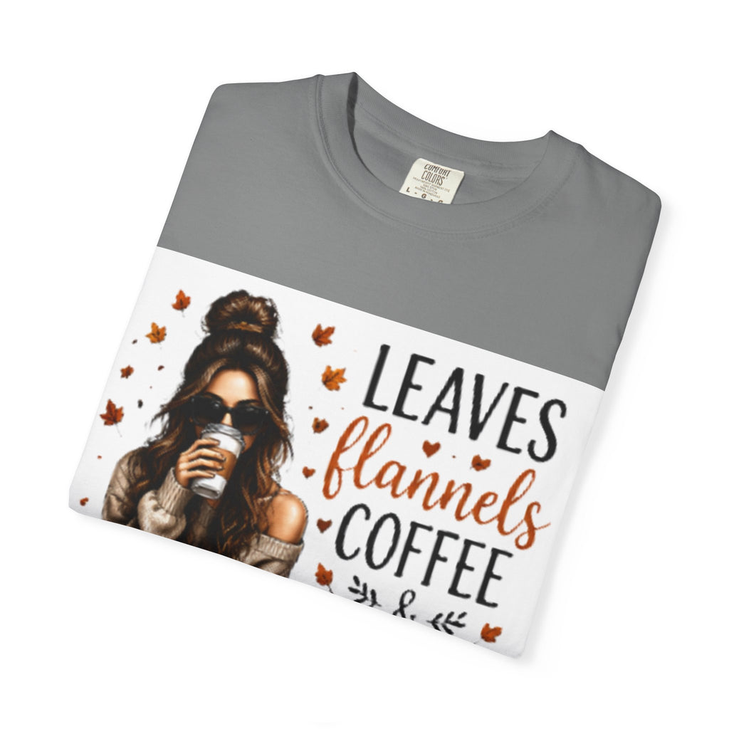 Fall Vibes Tee – "Leaves Flannels Coffee & Fall Vibes" Graphic T-Shirt