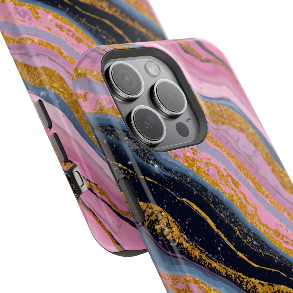 Marbled Pink & Gold Magnetic Phone Case — Impact-Resistant Protective Cover