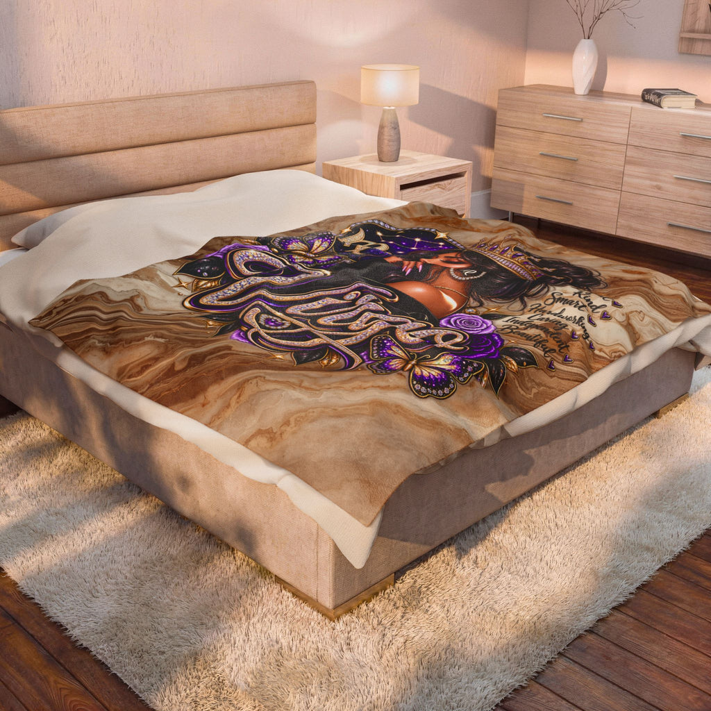 Virgo Zodiac Velveteen Plush Blanket — Astrology Sign Gift with 'Virgo' Script