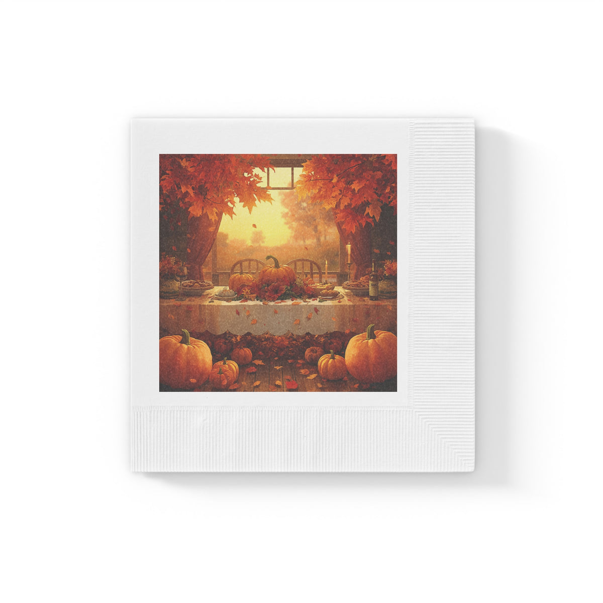 Autumn Harvest Cocktail Napkins — Pumpkin & Fall Table Scene