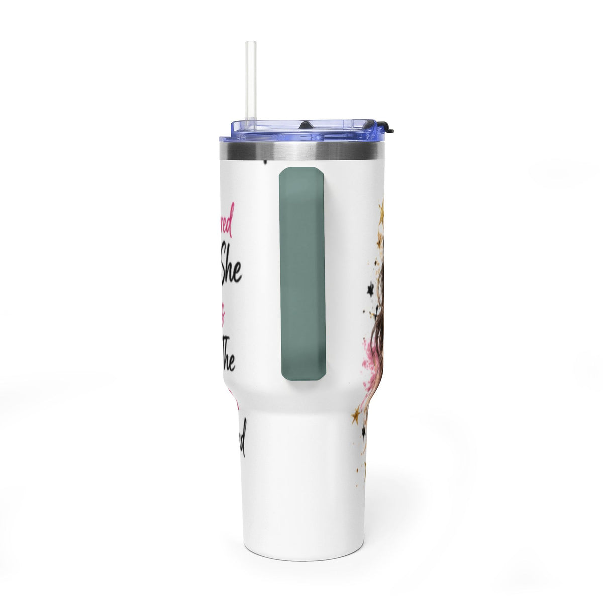 40oz Vacuum Tumbler - Glam Queen Crowned Girl Design (She Remembered Who She Was)
