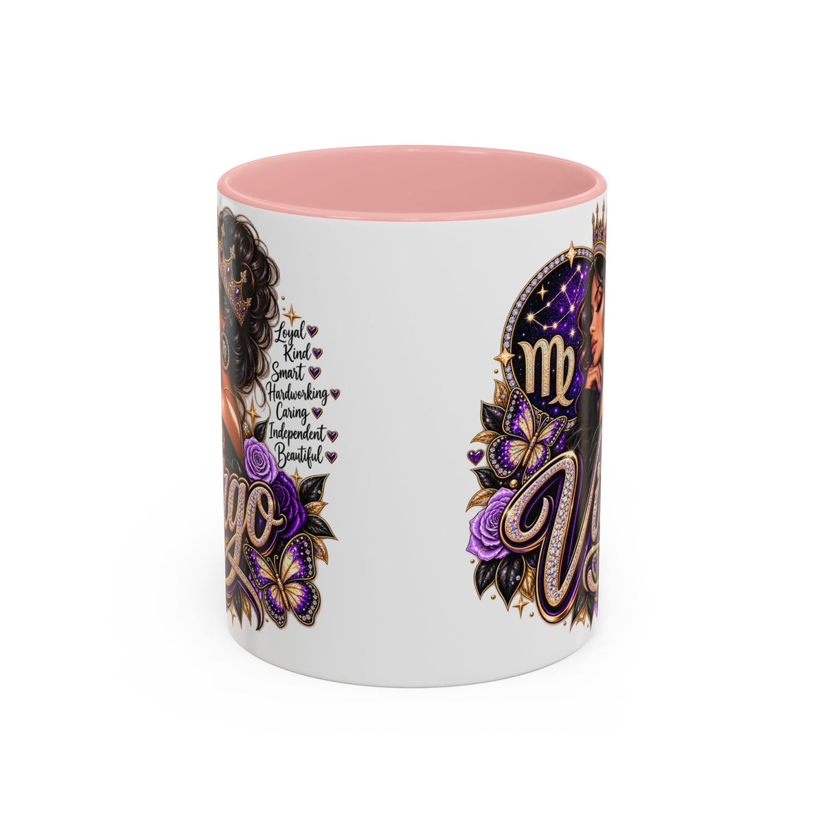 Virgo Zodiac Accent Coffee Mug — Purple Crowned Virgo Astrology Gift (11/15oz)