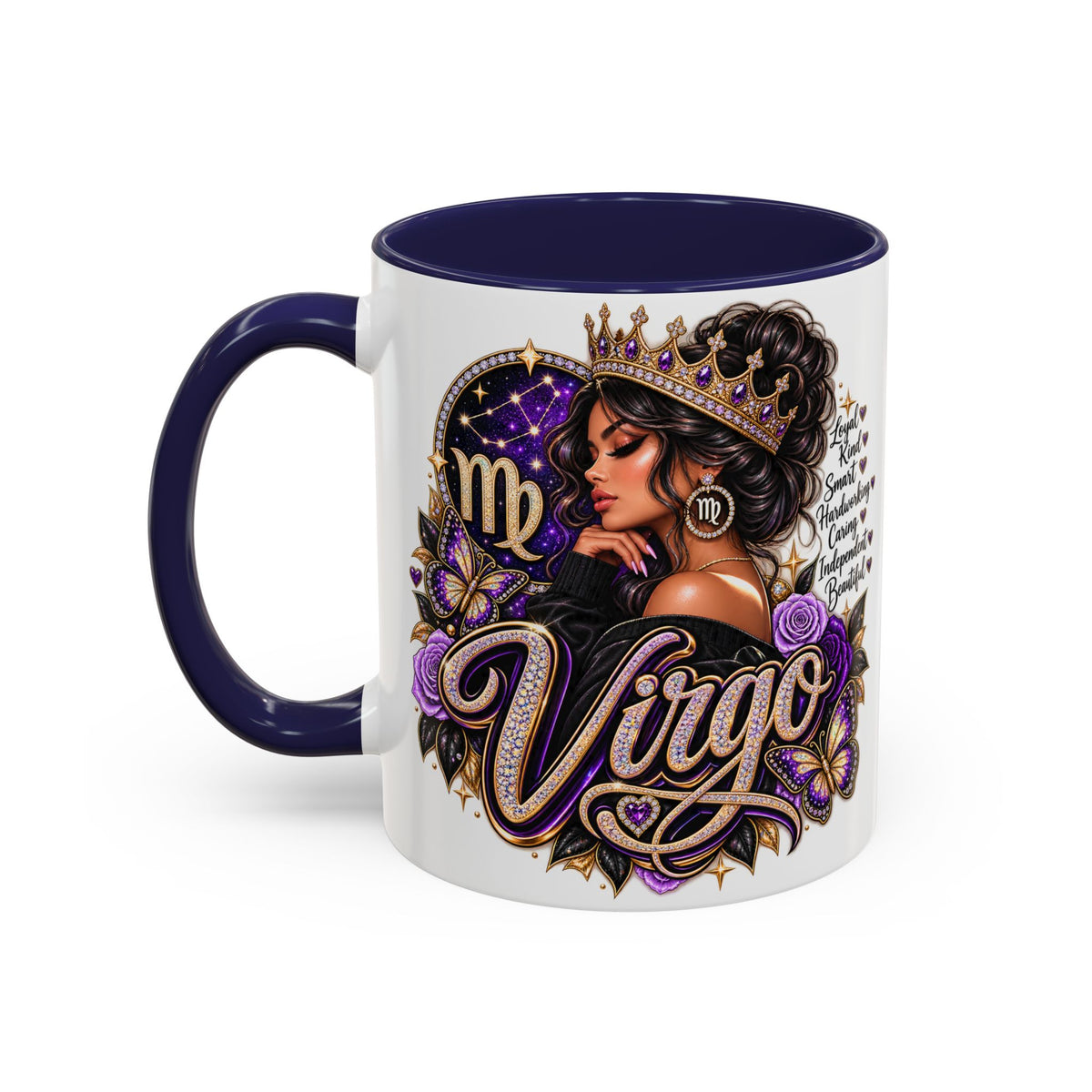 Virgo Zodiac Accent Coffee Mug — Purple Crowned Virgo Astrology Gift (11/15oz)