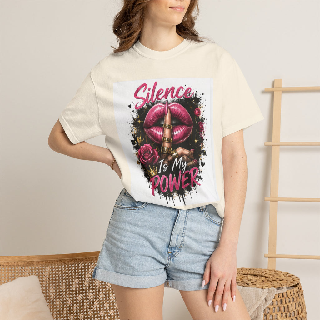 Silence Is My Power T-Shirt — Graphic Lip & Rose Statement Tee
