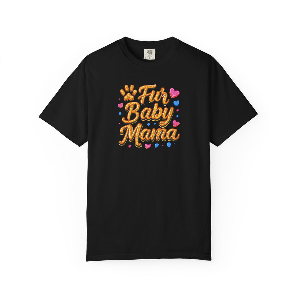 T-Shirt — "Fur Baby Mama" Cute Pawprint Graphic Tee for Dog & Cat Moms