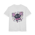 Cute Black Kitty Cheerleader Youth T-Shirt — Pom-Pom Dancing Cat Tee
