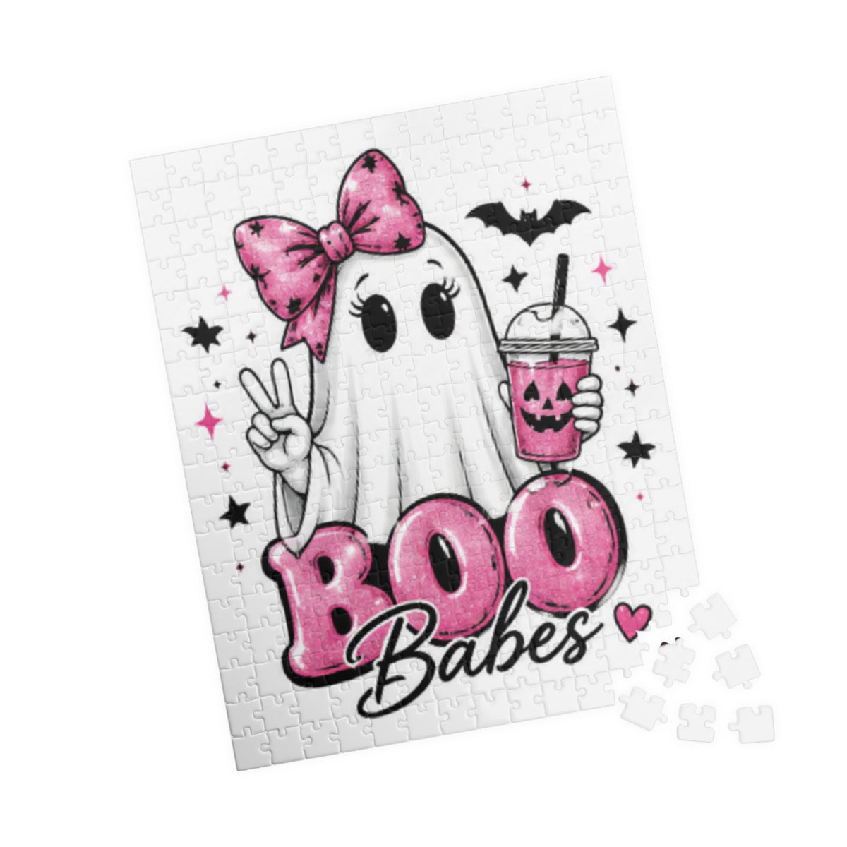 Boo Babes Halloween Puzzle — Cute Ghost with Pink Bow (110–1014 pcs)