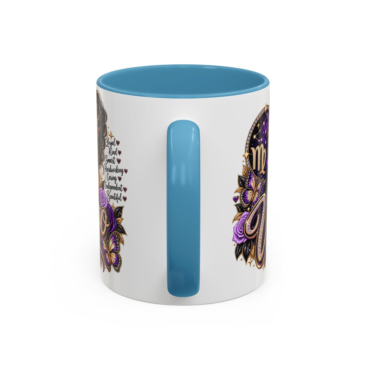 Virgo Zodiac Accent Coffee Mug — Purple Crowned Virgo Astrology Gift (11/15oz)