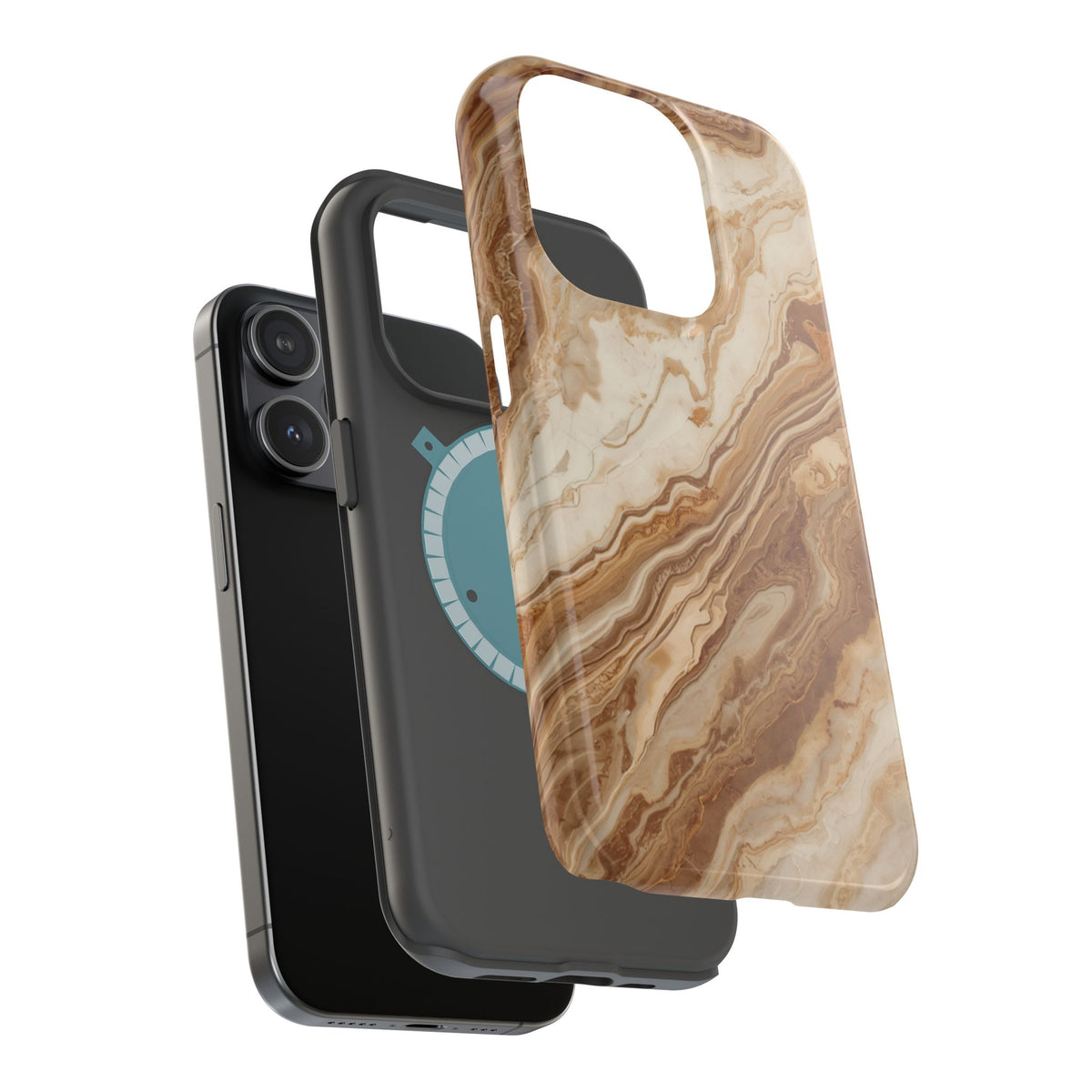 Magnetic Impact-Resistant Phone Case — Brown Marble Protective Cover