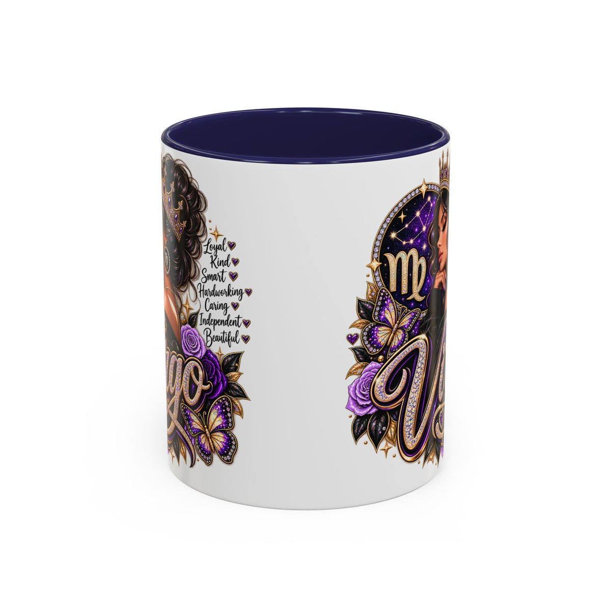 Virgo Zodiac Accent Coffee Mug — Purple Crowned Virgo Astrology Gift (11/15oz)