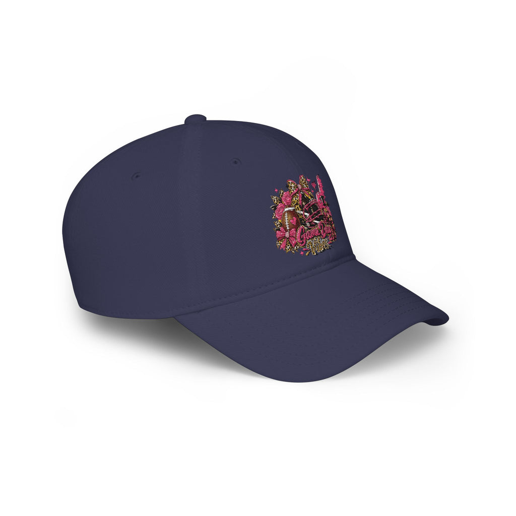 Red Floral Rhinestone Guitar Cap — Low Profile Baseball Hat for Music Lovers