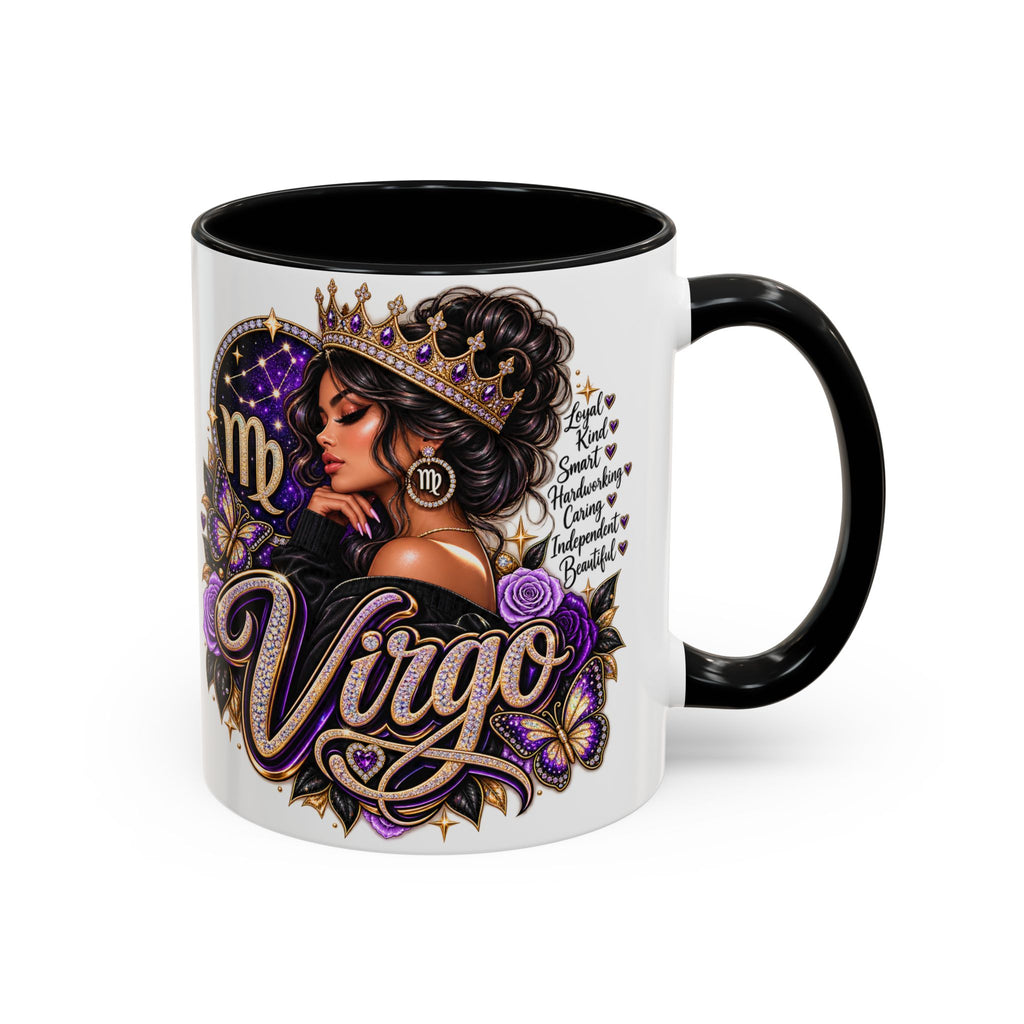 Virgo Zodiac Accent Coffee Mug — Purple Crowned Virgo Astrology Gift (11/15oz)