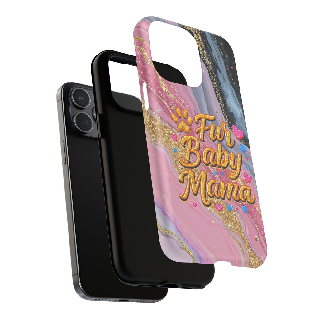 Phone Case — “Fur Baby Mama” Pink Marble Tough Magnetic Case