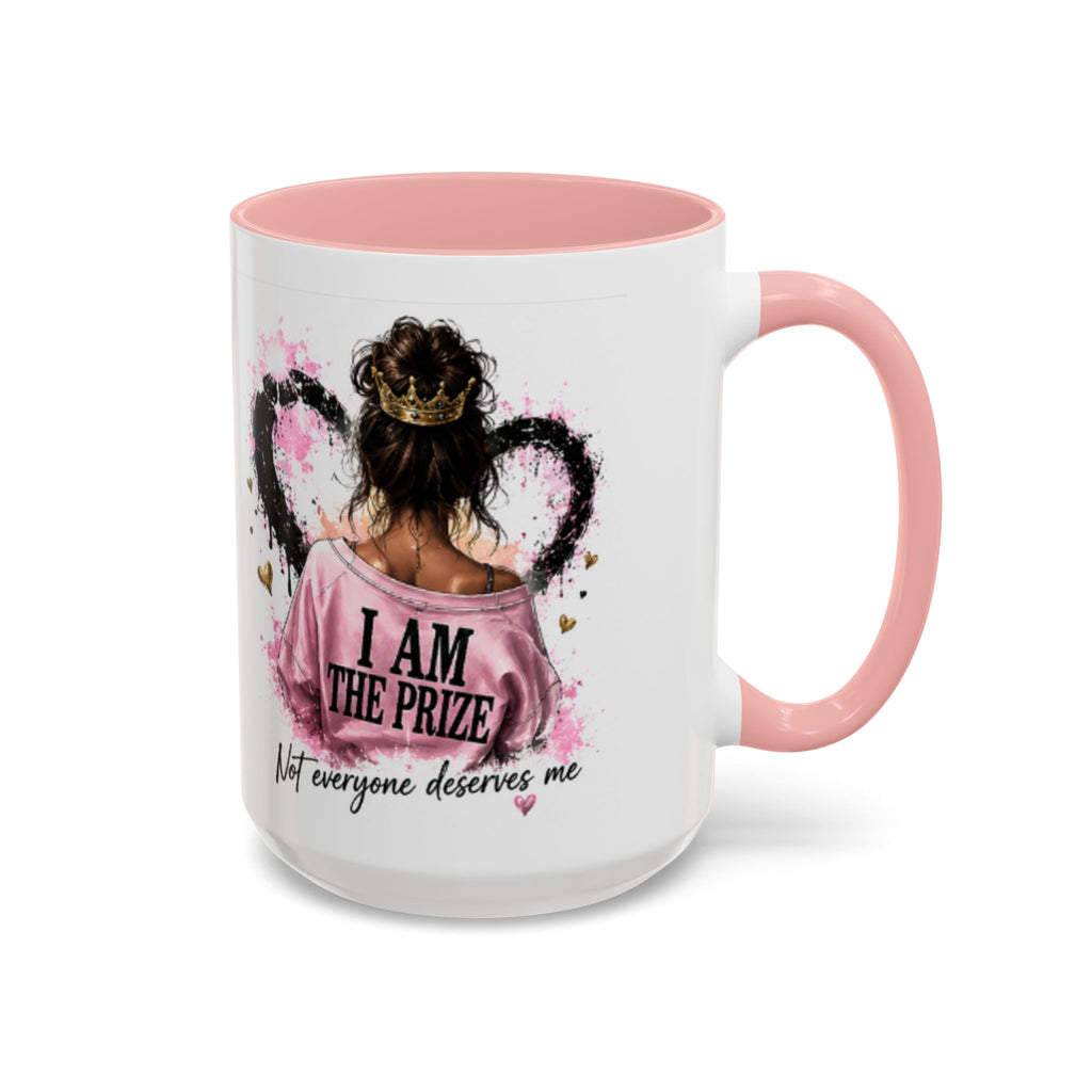 Accent Coffee Mug — "I Am The Prize" Floral Heart Design (11/15oz)