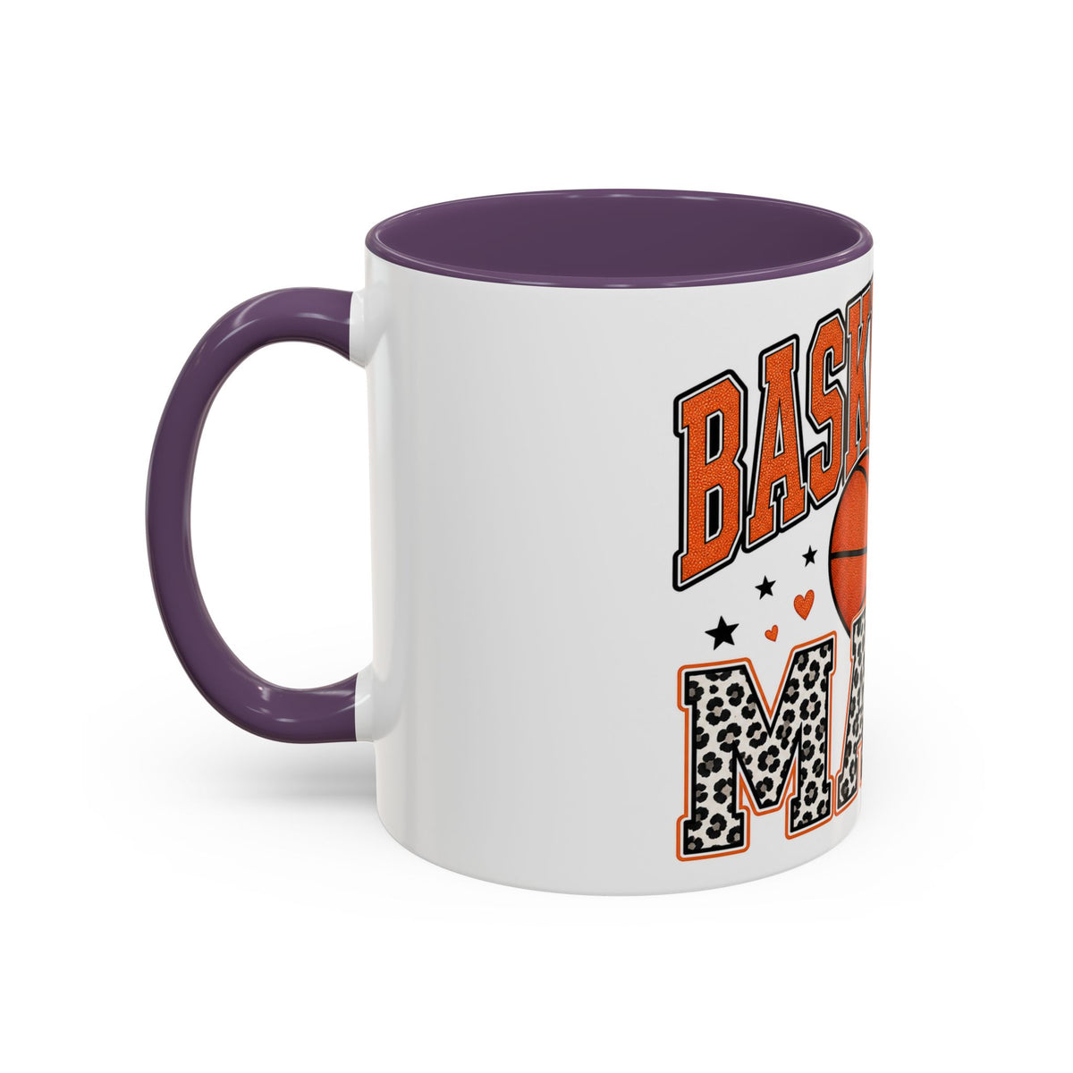 Basketball Mama Accent Coffee Mug – Leopard Print Hoop Mom Gift (11/15oz)