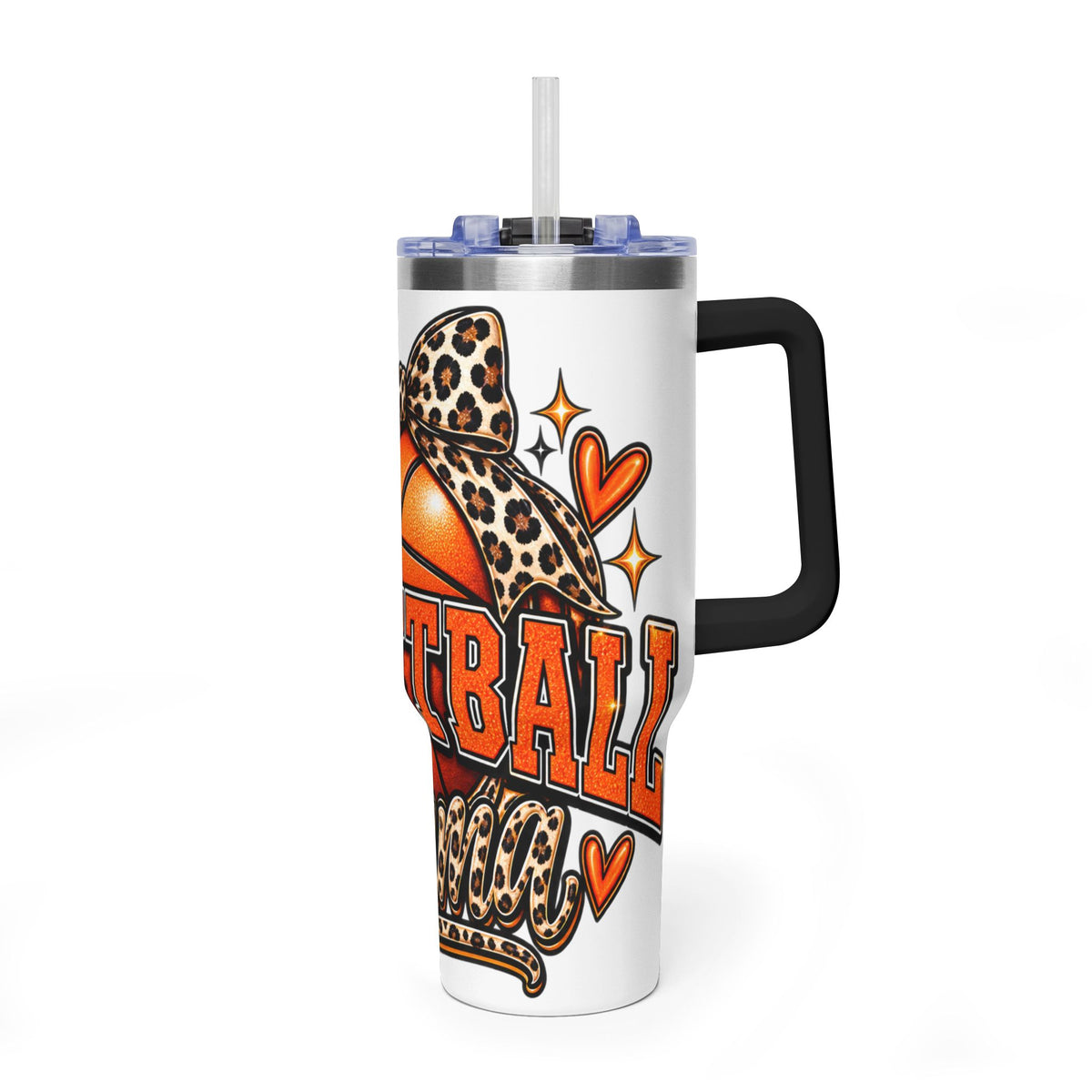 Basketball Mom Leopard Bow 40oz Vacuum Tumbler