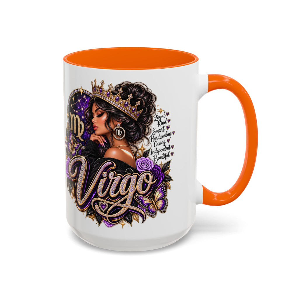 Virgo Zodiac Accent Coffee Mug — Purple Crowned Virgo Astrology Gift (11/15oz)