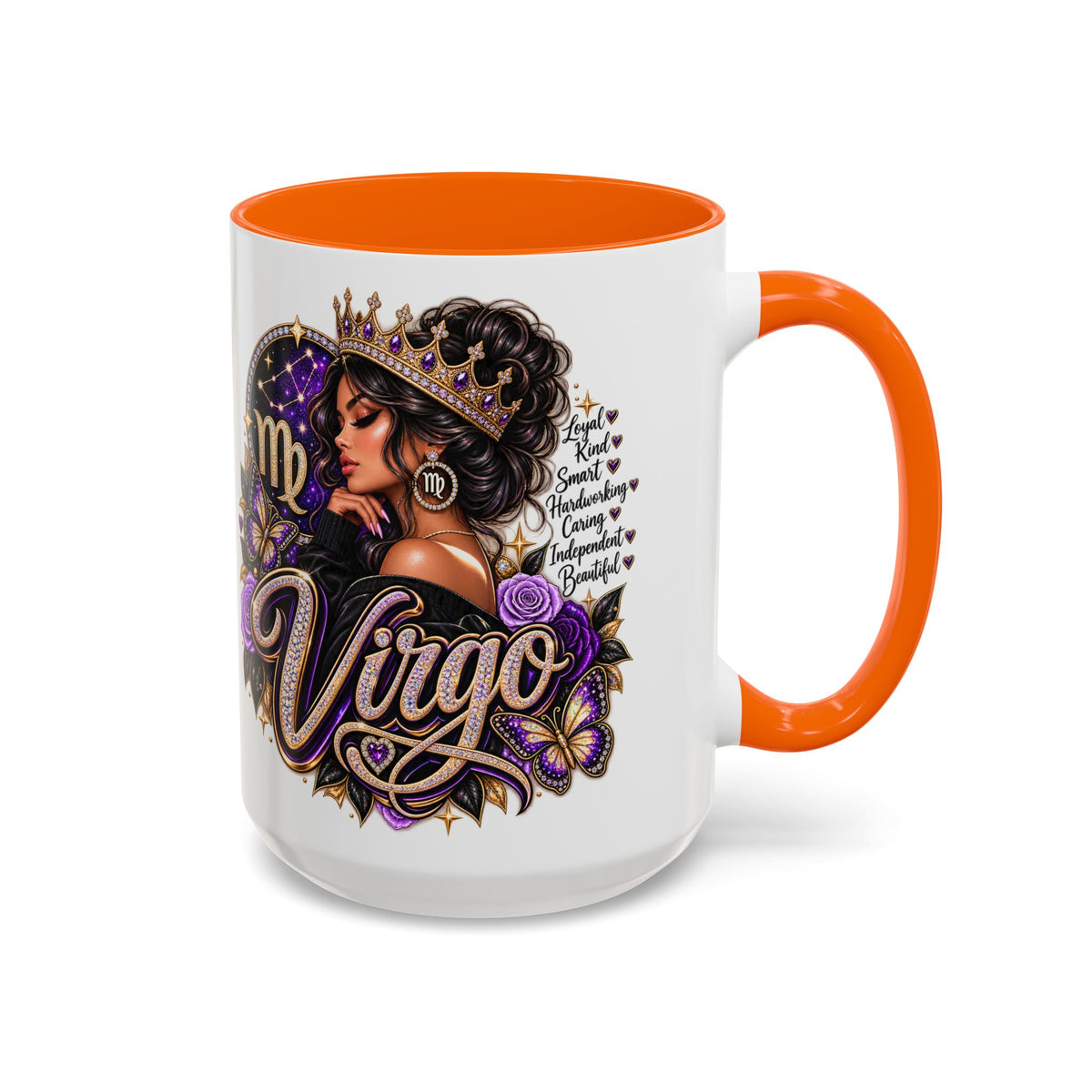 Virgo Zodiac Accent Coffee Mug — Purple Crowned Virgo Astrology Gift (11/15oz)