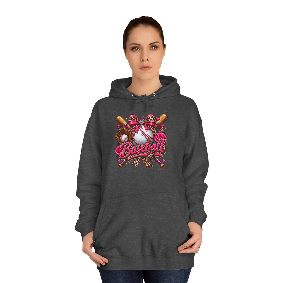 Baseball Heart Graphic Hoodie – Pink Softball/Baseball Team Pullover