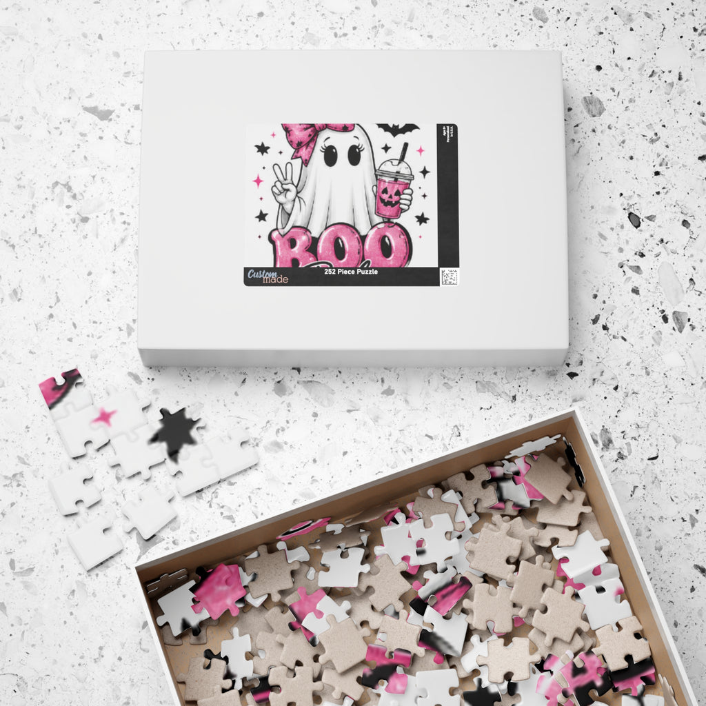 Boo Babes Halloween Puzzle — Cute Ghost with Pink Bow (110–1014 pcs)