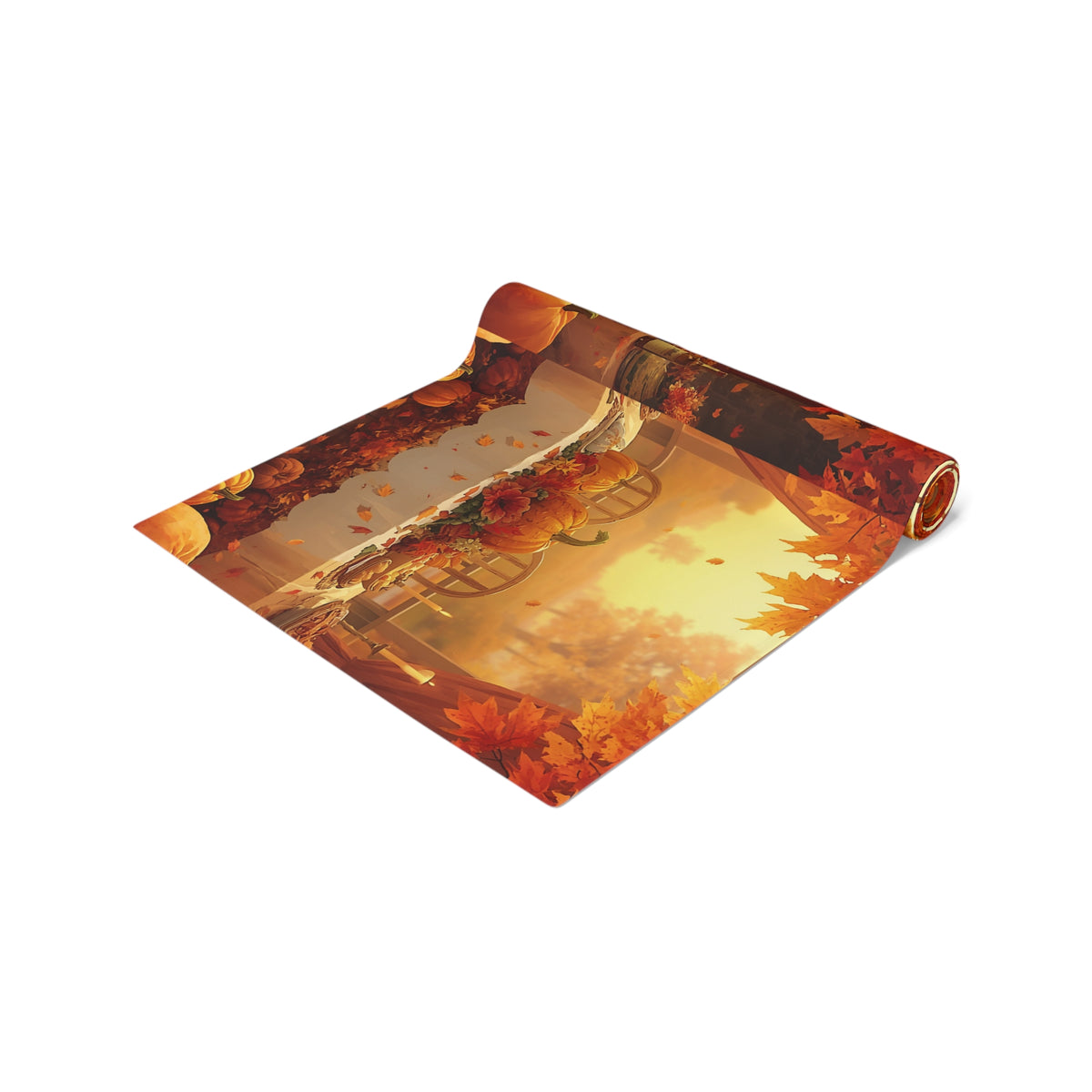 Autumn Pumpkin Farm Table Runner — Fall Harvest Thanksgiving Decor
