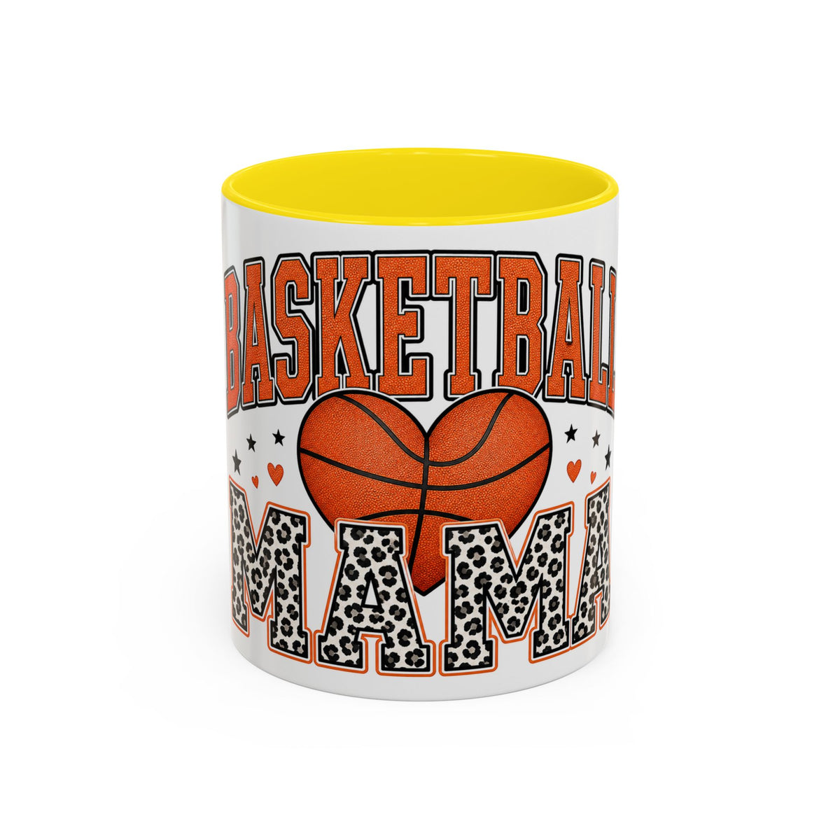 Basketball Mama Accent Coffee Mug – Leopard Print Hoop Mom Gift (11/15oz)