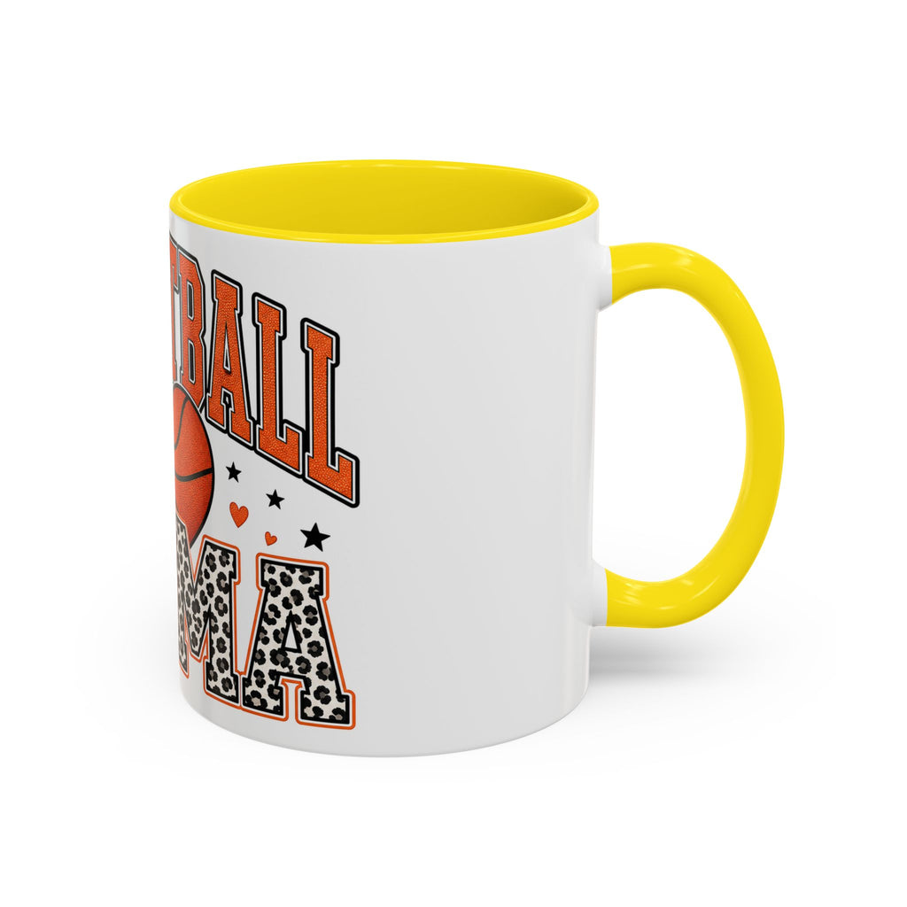 Basketball Mama Accent Coffee Mug – Leopard Print Hoop Mom Gift (11/15oz)