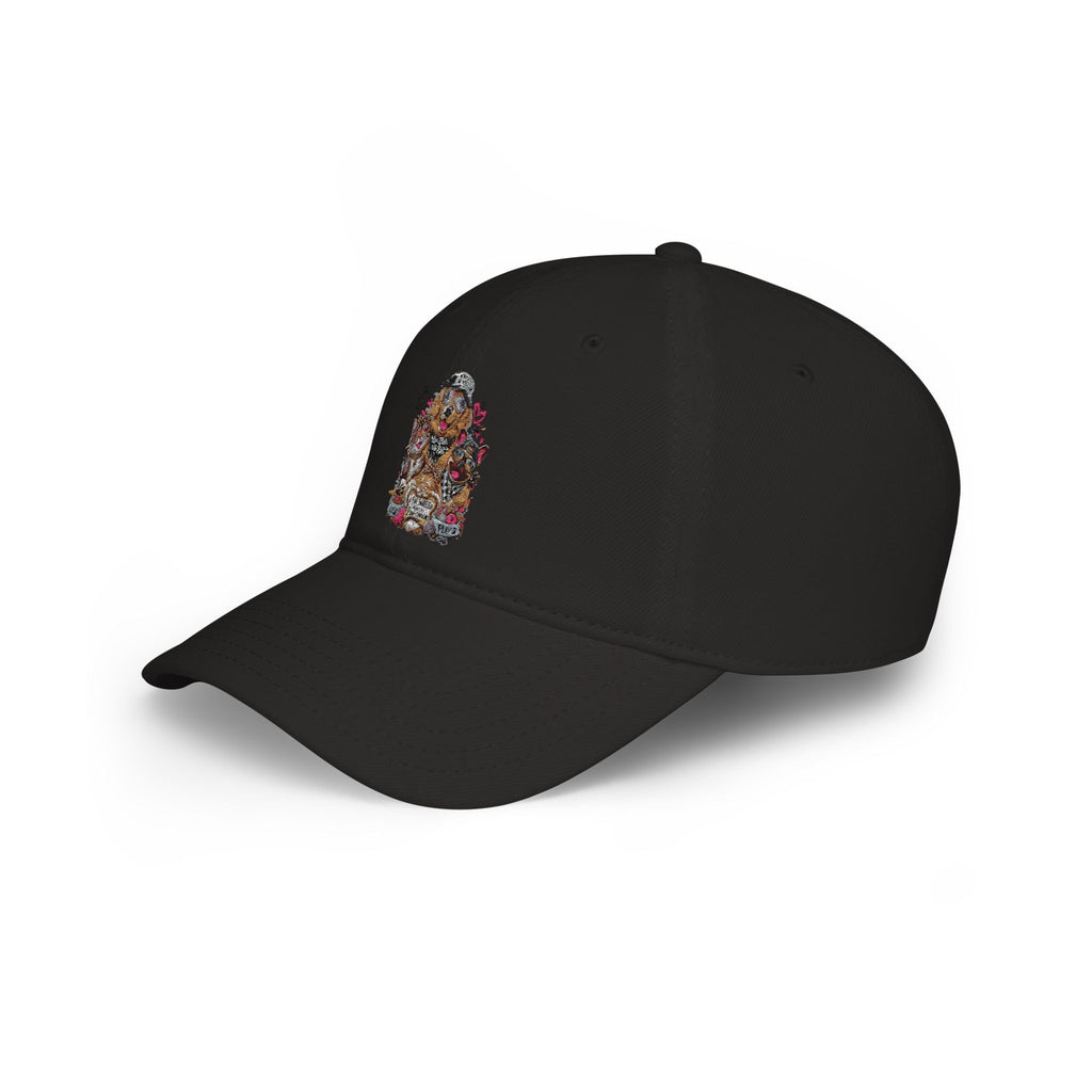 Red Puppy Pile Baseball Cap — Cute Dog Stack Embroidered Low Profile Hat