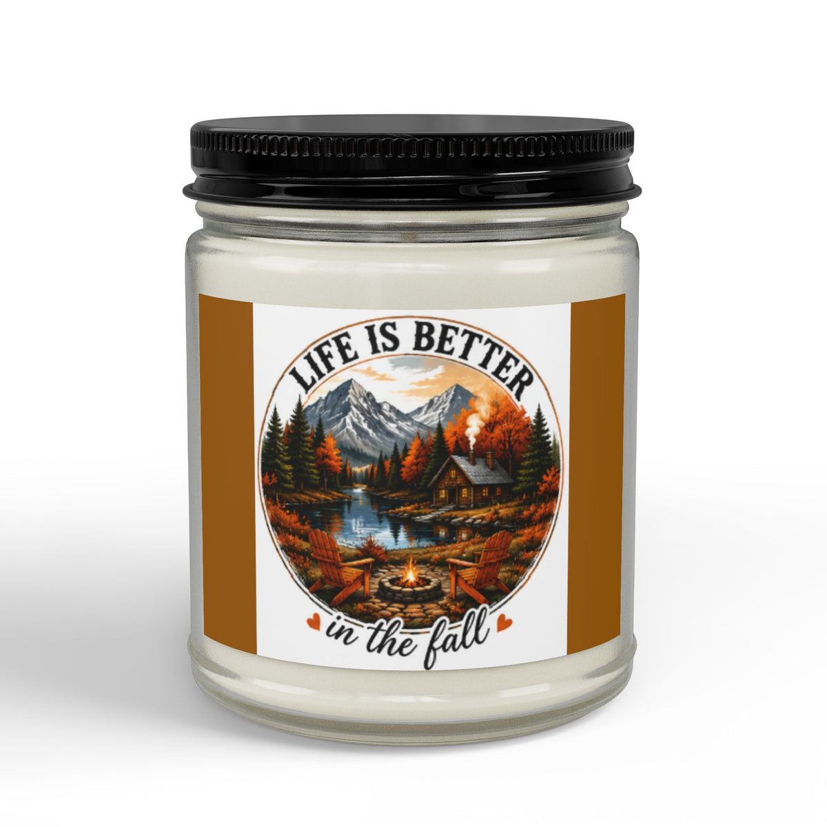 Fall Scented Soy Candle — "Life Is Better in the Fall" Amber Jar (4oz & 9oz)