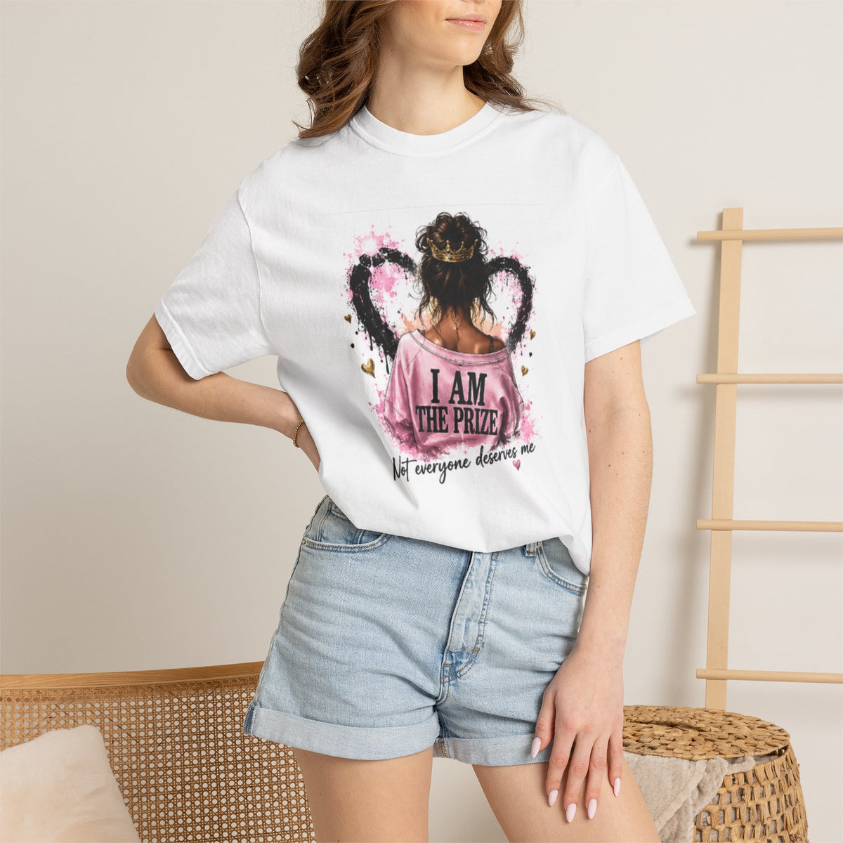 I Am The Prize T-Shirt — Self-Love Graphic Tee with Angel Wings