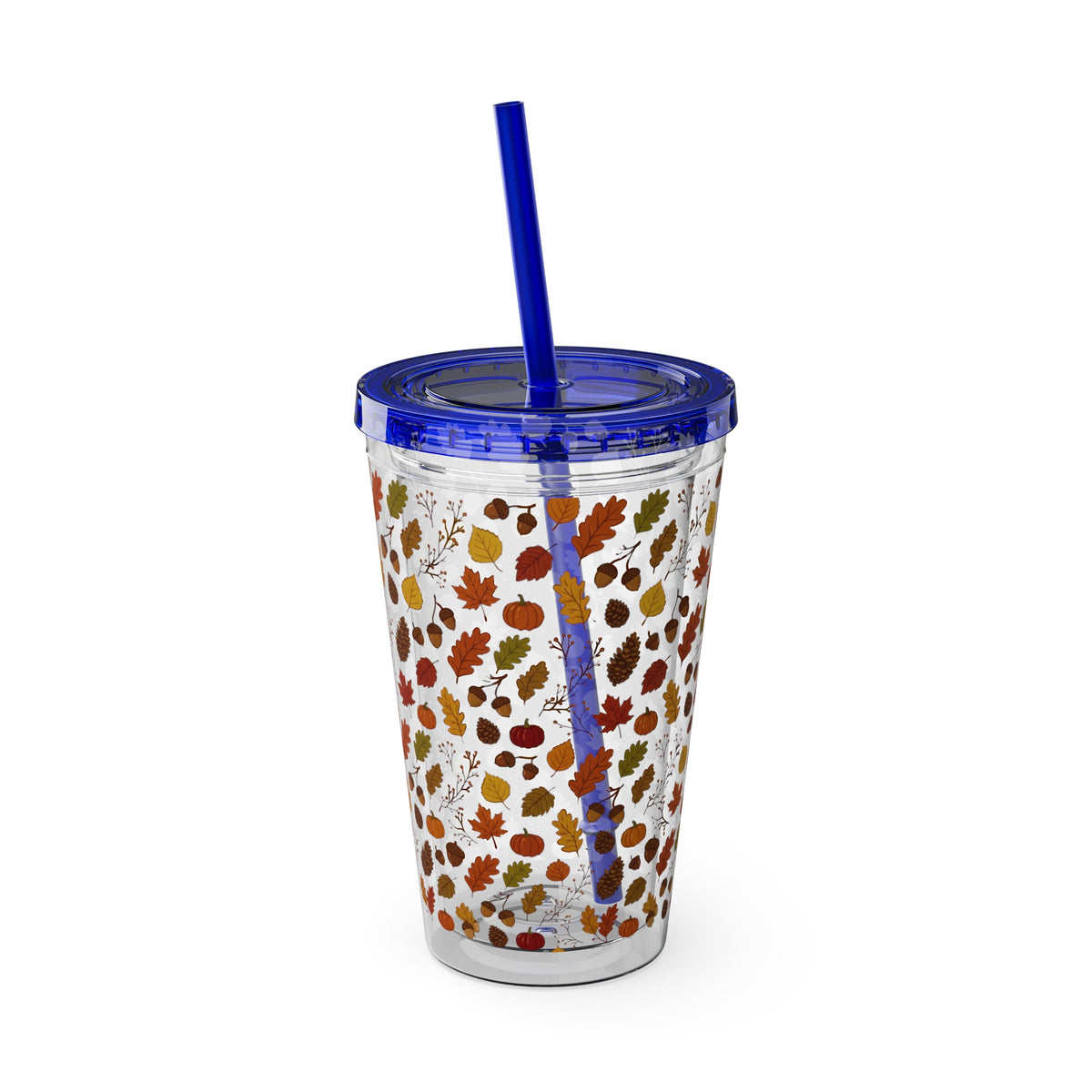 Autumn Leaves 16oz Tumbler with Straw – Fall Floral Insulated Cup