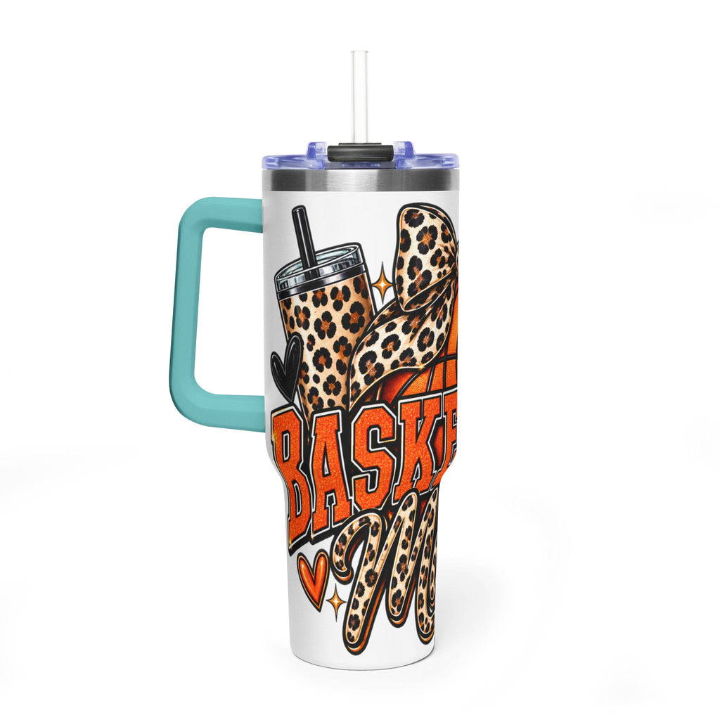 Basketball Mom Leopard Bow 40oz Vacuum Tumbler