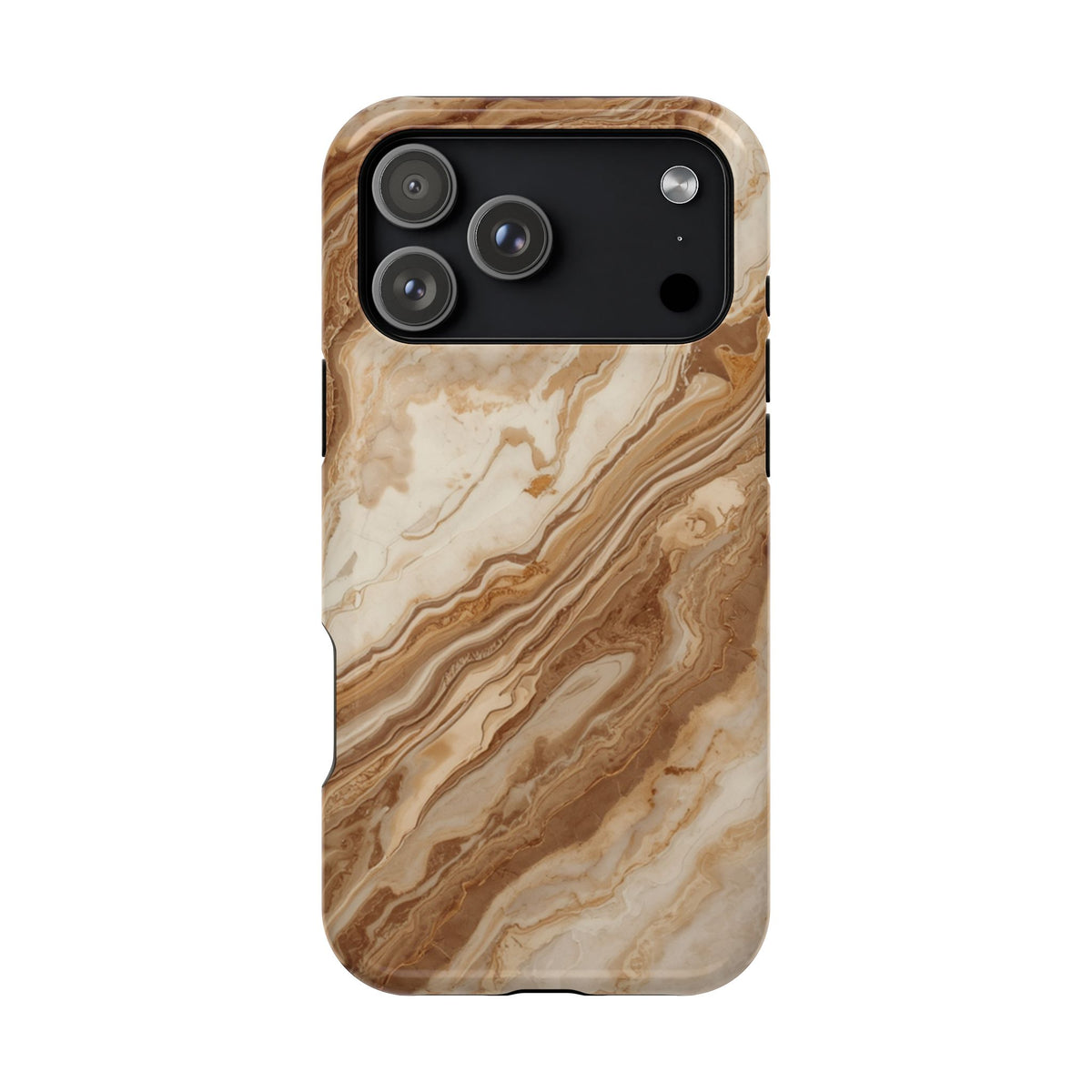 Magnetic Impact-Resistant Phone Case — Brown Marble Protective Cover